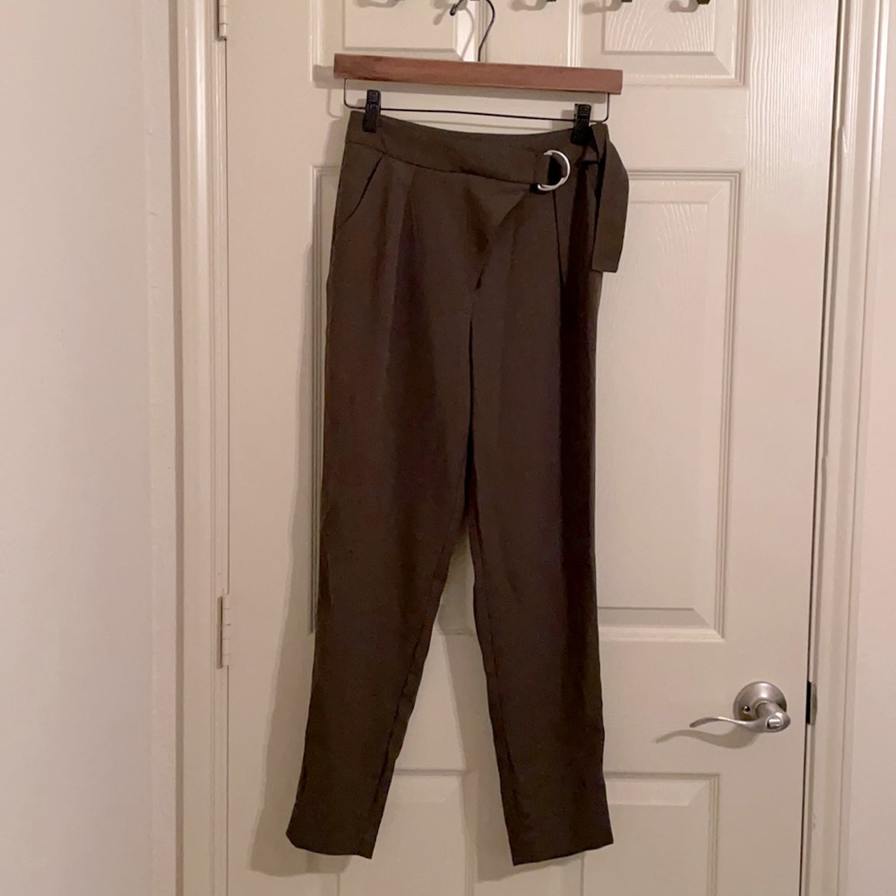 H&M loop tie belt pants - olive